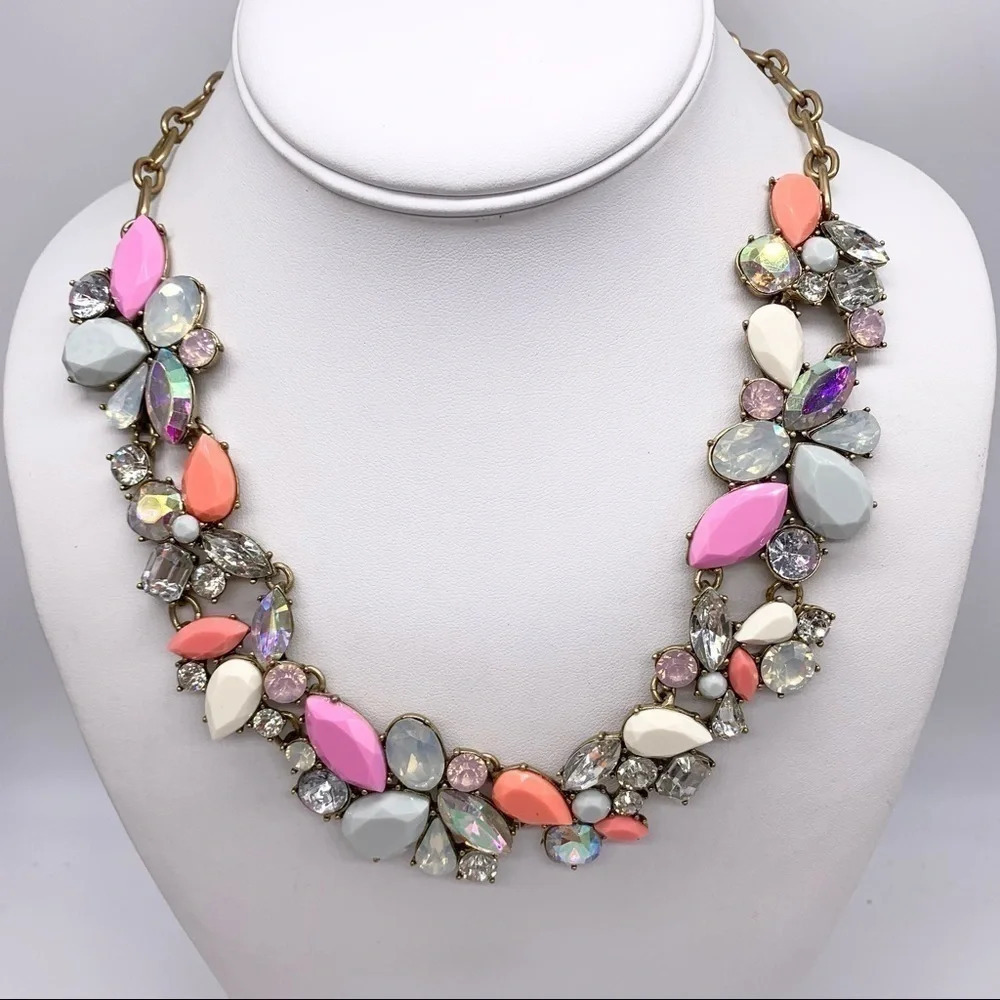 J. Crew Pink Coral Opalescent AB Gem Necklace